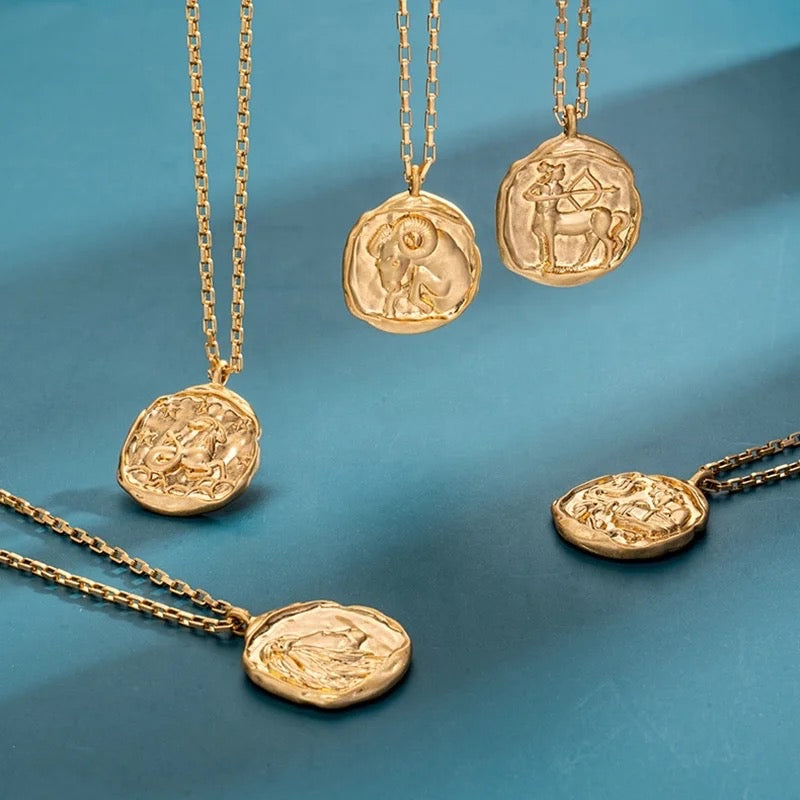 Gold Coin Zodiac Necklace