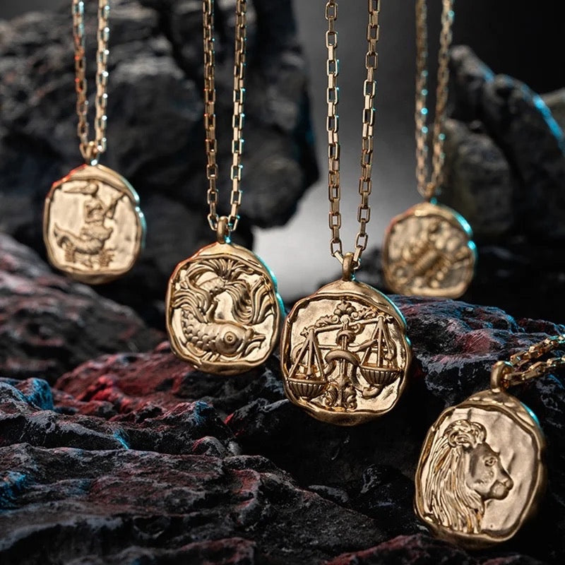 Gold Coin Zodiac Necklace