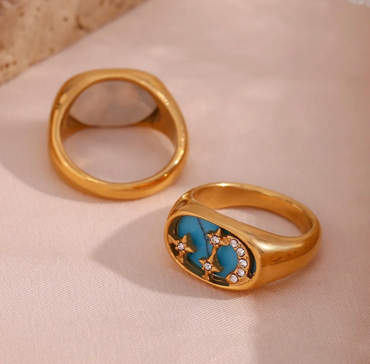 Teal Star Sign Ring